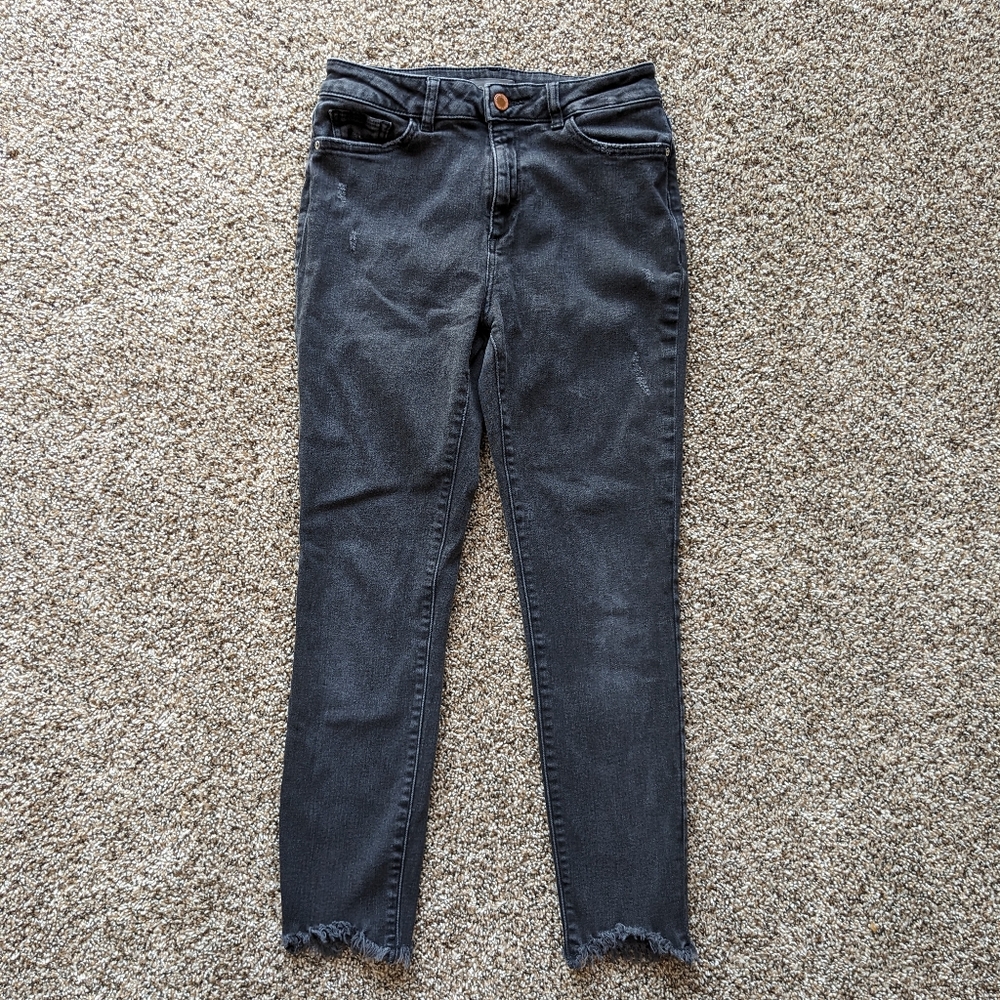 DL1961 High Rise Skinny Montgomery Farrow Cropped Jeans Size 27 Black